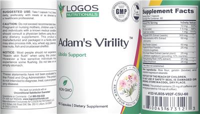 Adam's Virility label