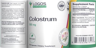 Colostrum 500 mg label
