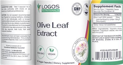 Olive Leaf Extract label