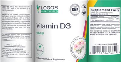 Vitamin D3 5000 IU label