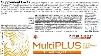 MultiPLUS Natural Orange Flavor label