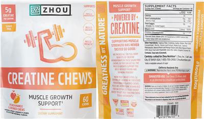 Creatine Chews Peach Mango Flavored label