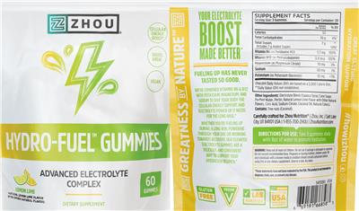 Hydro-Fuel Gummies Lemon Lime label