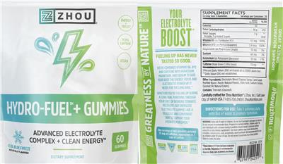 Hydro-Fuel+ Gummies Cool Blue Freeze label