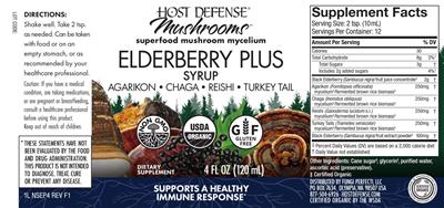 Elderberry Plus Syrup label