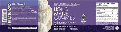 Lion's Mane Gummies Blueberry Flavored label