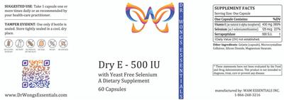 Dry E - 500 IU label
