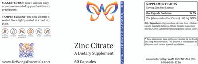 Zinc Citrate label