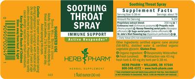 Soothing Throat Spray label