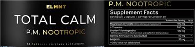 Total Calm P.M. Nootropic label