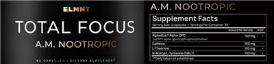 Total Focus A.M. Nootropic label