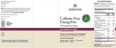 Caffeine-Free EnergyFizz Blackberry Flavor label