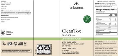 Clean Tox Lemon Ginger Flavor label