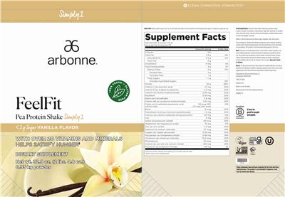 FeelFit Pea Protein Shake Simply1 Vanilla Flavor label