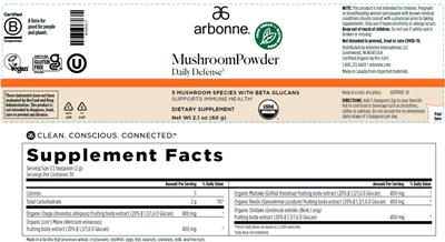 MushroomPowder Daily Defense label