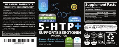 5HTP+ 200 mg label