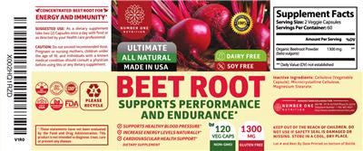 Beet Root 1300 mg label