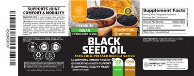 Black Seed Oil 1000 mg label