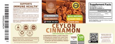 Ceylon Cinnamon 1200 mg label
