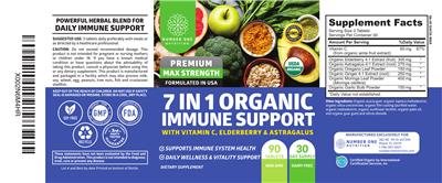 7 in 1 Organic Immune Support label