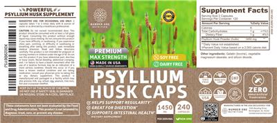 Psyllium Husk Caps 1450 mg label