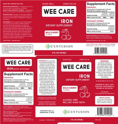 Wee Care Iron Wild Cherry Flavor label