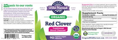 Organic Red Clover label