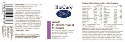Adult Multivitamins & Minerals label