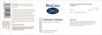 Calcium Citrate label