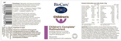 Children's Complete Multinutrient label
