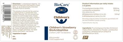 Children's Strawberry BioAcidophilus label