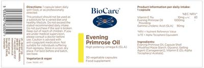 Evening Primrose Oil label