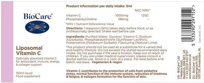 Liposomal Vitamin C label