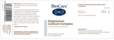 Magnesium Calcium Complex label