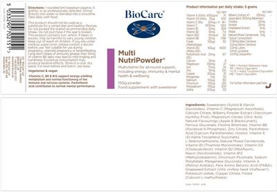 Multi NutriPowder label