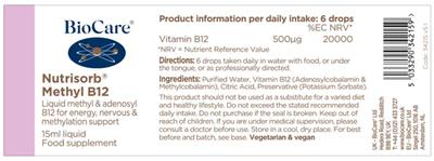 Nutrisorb Methyl B12 label