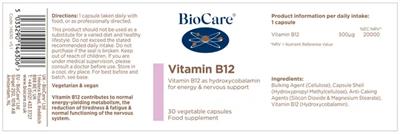 Vitamin B12 label