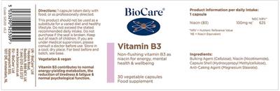 Vitamin B3 label