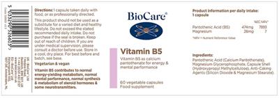 Vitamin B5 label