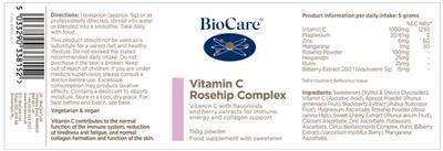 Vitamin C Rosehip Complex label