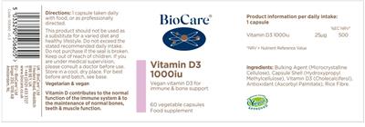 Vitamin D3 1000 IU label