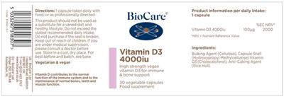 Vitamin D3 4000 IU label