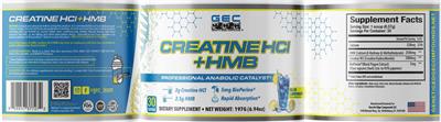 Creatine HCl + HMB Blue Lemonade label