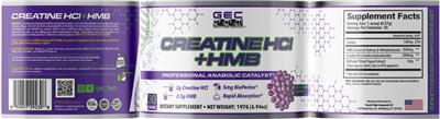 Creatine HCl + HMB Sour Grape Candy label