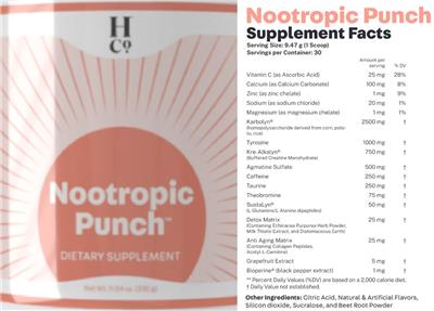 Nootropic Punch label