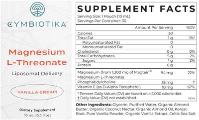 Magnesium L-Threonate Vanilla Cream label