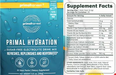 Primal Hydration Lemon-Berry Flavor label