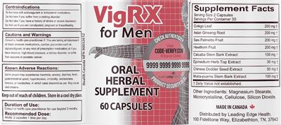 VigRX for Men label