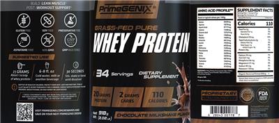 Grass-Fed Pure Whey Protein Chocolate Milkshake Flavor label
