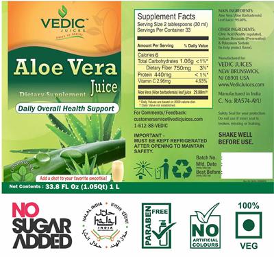 Aloe Vera Juice label